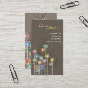 Carte De Visite Jardin super Fleur Whimsical Coloré Floral