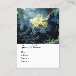Carte De Visite Jardin Vert Bleu Rococo Lady sur la neige