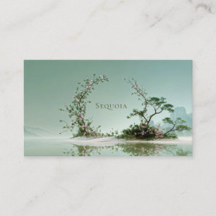 Carte De Visite Jardin Zen Arche Florale Rose Paysage Brumeux