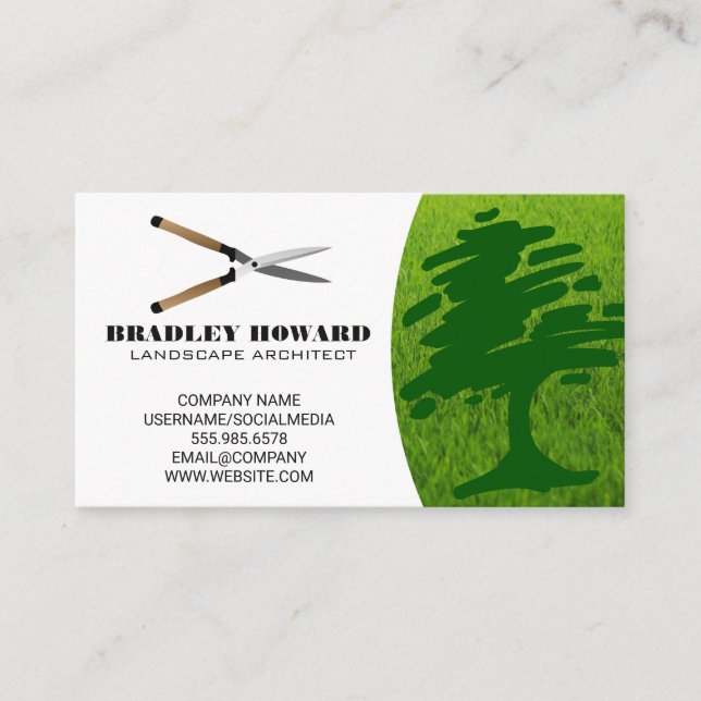 Carte De Visite Jardinage | Herbe | Logo de l'arbre (Devant)