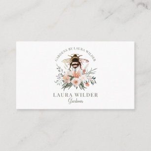 Carte De Visite Jardinier Miel Abeille Blush Pêche rose Floral Bus