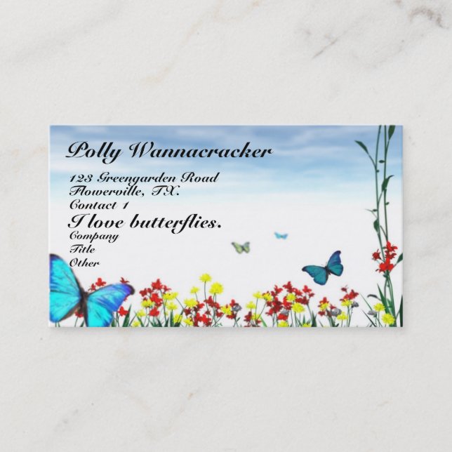 Carte De Visite Jardiniers de papillon au printemps (Devant)