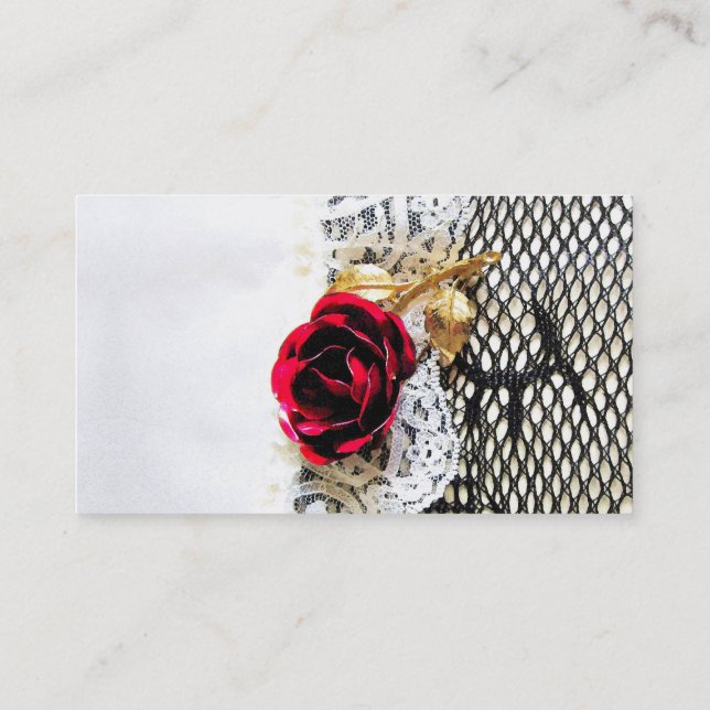 Carte De Visite Jarretière romantique de rose rouge et de mariage (Dos)