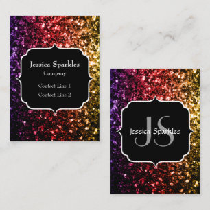 Carte De Visite Jaune arc-en-ciel rouge violet scintille avec Mono