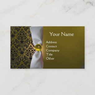 Carte De Visite Jaune blanc de noir de ruban de MONOGRAMME de