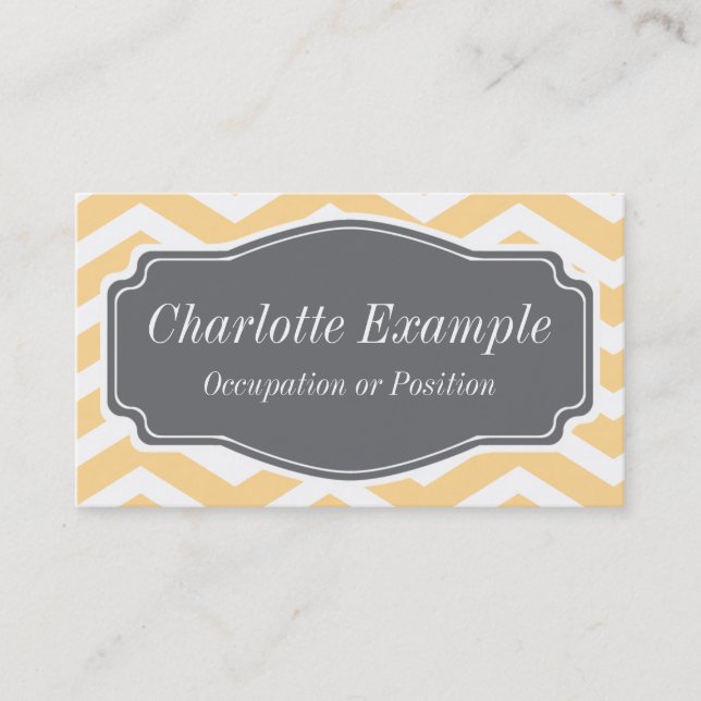 Carte De Visite Jaune blanc gris Chevron personnel (Devant)