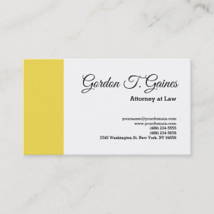 Carte De Visite Jaune Blanc Plaine Professionnel Procureur à la lo