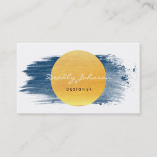 Carte De Visite Jaune bleu élégant d'abrégé sur moderne aquarelle