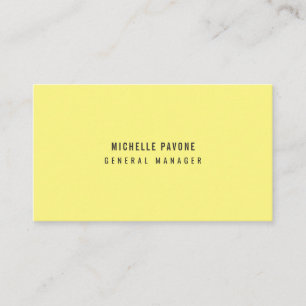 Carte De Visite Jaune clair élégant simple uni professionnel