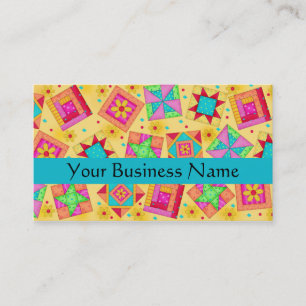 Carte De Visite Jaune d'art de bloc d'édredon de patchwork