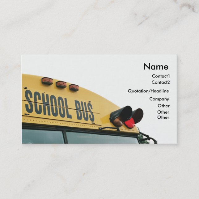 Carte de visite jaune d'autobus scolaire (Devant)