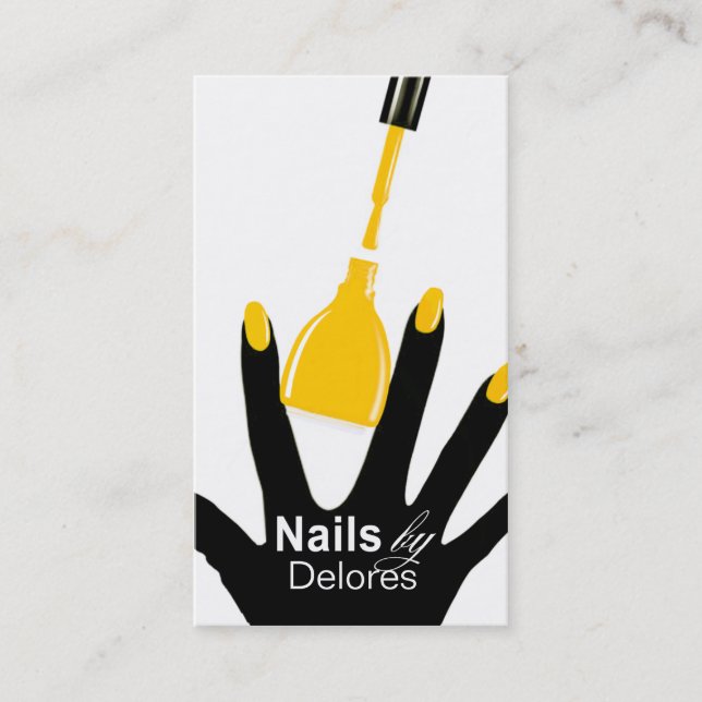 Carte De Visite Jaune de salon d'ongle de PÉDICURIE de MANUCURE (Devant)