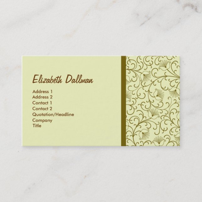 Carte De Visite Jaune d'or élégant (Devant)