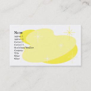 Carte De Visite Jaune et blanc rétro atomique