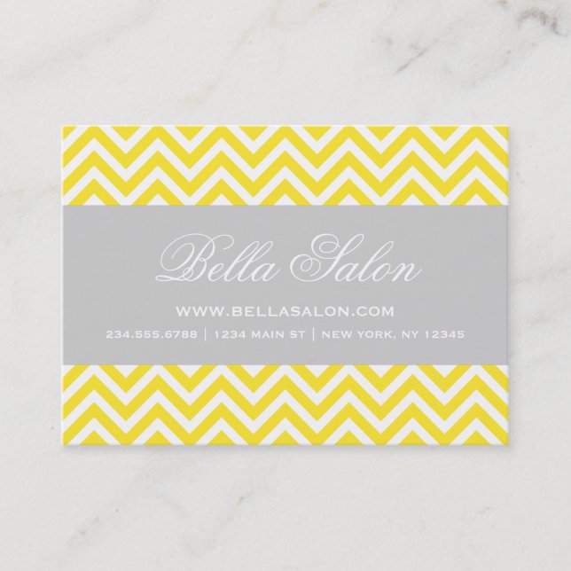 Carte De Visite Jaune et Gris Moderne Chevron Stripes (Devant)