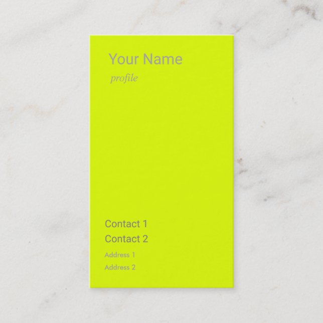 Carte De Visite jaune fluorescent vertical (Devant)