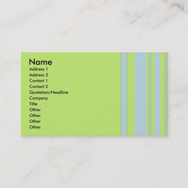 Carte De Visite jaune gris vert rayé (Devant)