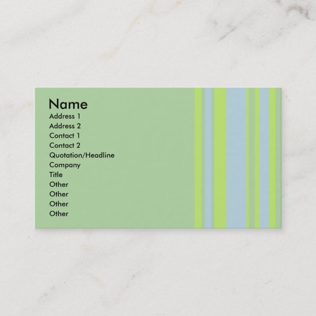 Carte De Visite jaune gris vert rayé (Devant)