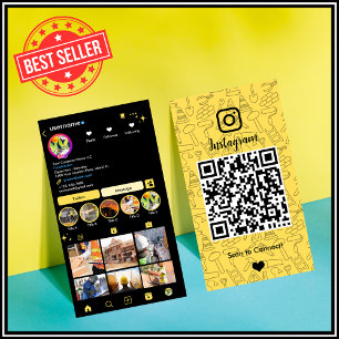 Carte de visite jaune haute visibilité Instagram Q