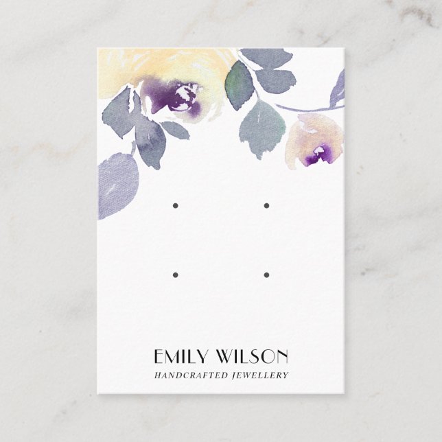 CARTE DE VISITE JAUNE LILAC PURPLE FLORAL 2 ÉTUDIANT ÉTABLISSEMENT (Devant)