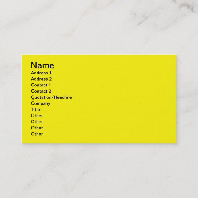 Carte De Visite Jaune lumineux (Devant)