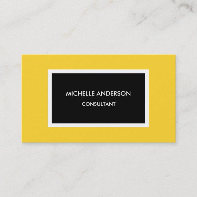 Carte De Visite Jaune moderne minimaliste noir professionnel (Devant)