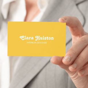 Carte De Visite Jaune Moutarde Moderne Élégant Script Blanc