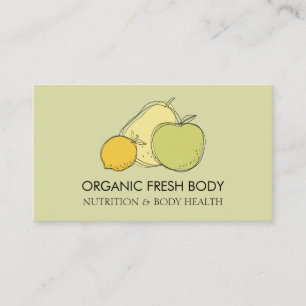 Carte De Visite Jaune Pastel Nourriture Fruit Diététiste Nutrition