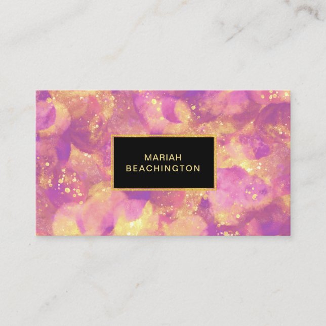 Carte De Visite Jaune pourpre d'or de *~* de parties scintillantes (Devant)