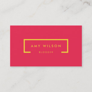 Carte De Visite Jaune rose lumineux de médias sociaux minimalistes