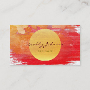 Carte De Visite Jaune rouge élégant d'abrégé sur moderne aquarelle