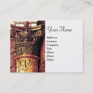 Carte De Visite Jaune rouge lumineux du MONOGRAMME 2 CLASSIQUES,