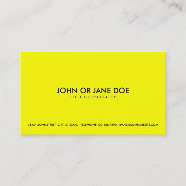 Carte De Visite jaune simple (Devant)