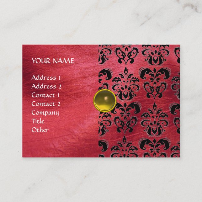 Carte De Visite JAUNE TOPAZ MON, ROUGE DAMASK SILK, Gray Agatha (Devant)