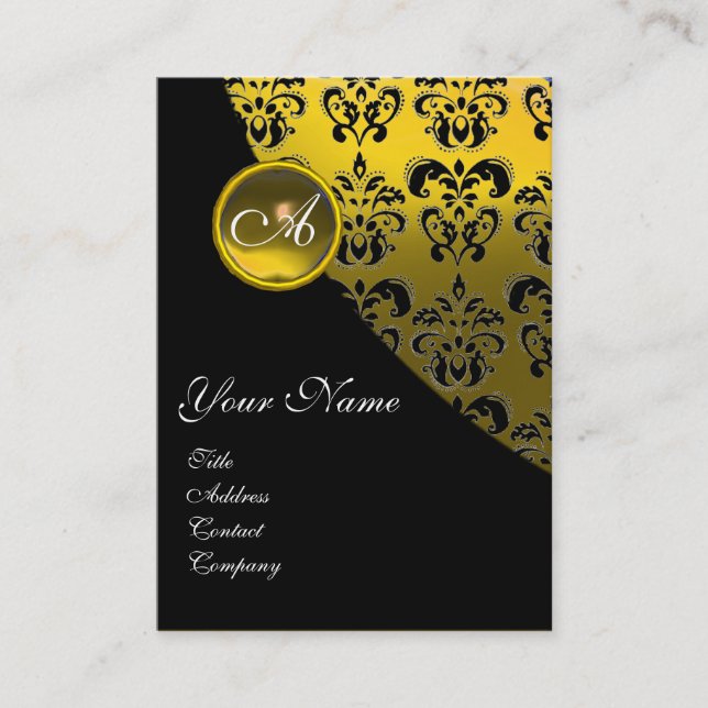 CARTE DE VISITE JAUNE TOPAZ NOIR DOMMASQUE MONOGRAM (Devant)