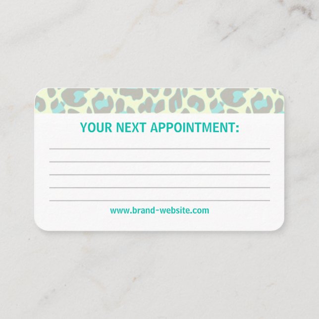 Carte De Visite Jaune Turquoise Empreinte de léopard Rockabilly Mo (Dos)