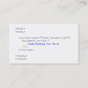 Carte De Visite Javascript du singe de code