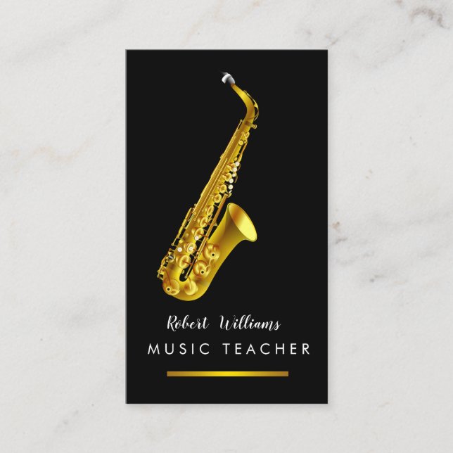 Carte De Visite Jazz d'or de musicien d'instrument de saxophone de (Devant)