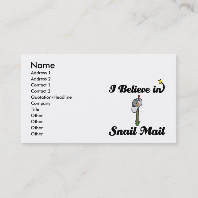 Carte De Visite je crois au courrier d'escargot (Devant)