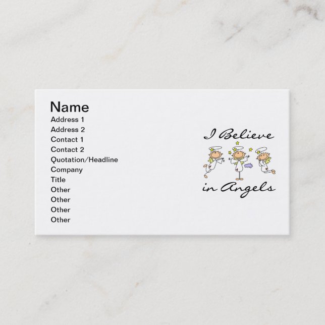Carte De Visite Je crois au T-shirts et aux cadeaux d'anges (Devant)