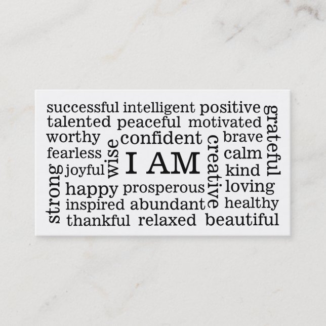 Carte De Visite JE SUIS des affirmations positives pour la santé (Devant)