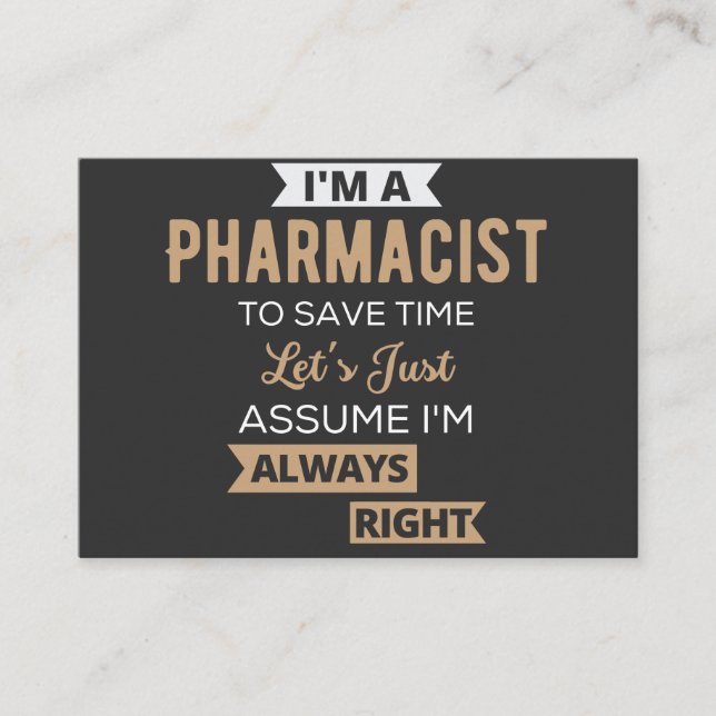 Carte De Visite Je suis pharmacien pour gagner du temps Supposons  (Devant)