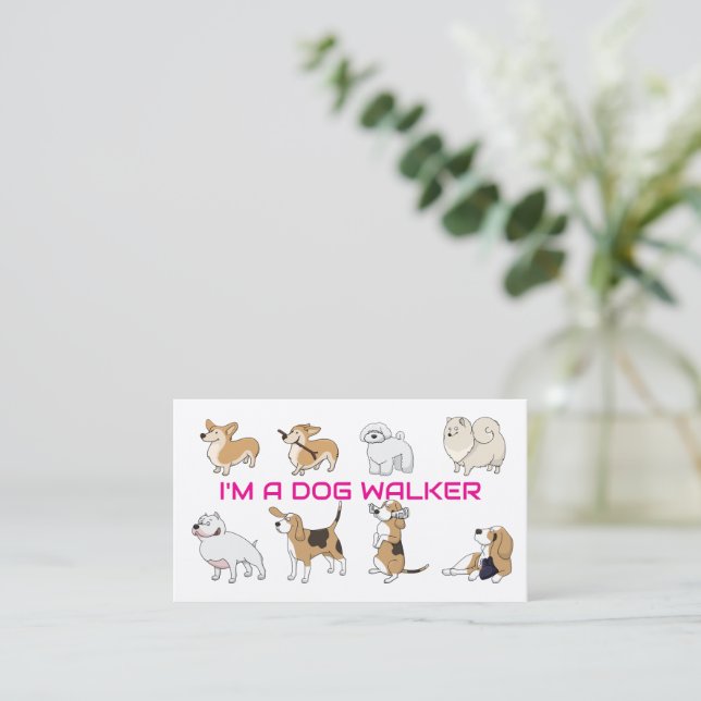 Carte De Visite Je suis un marcheur de chiens (Debout devant)