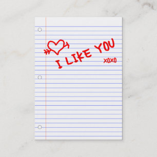 Carte De Visite je vous aime papier de carnet