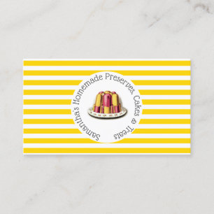 Carte De Visite Jelly de dessert sur pudding jaune blanc rayé chic