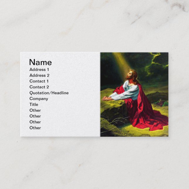 Carte De Visite Jésus-Christ priant dans le jardin de Gethsemane (Devant)