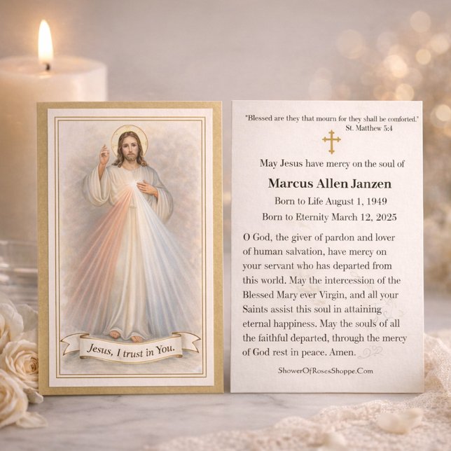 Carte De Visite Jesus Divine Mercy Funeral Memorial Prayer Cards (Créateur téléchargé)