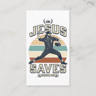Carte De Visite Jésus Sauve Baseball Vintage Chrétien Vecteur Desi
