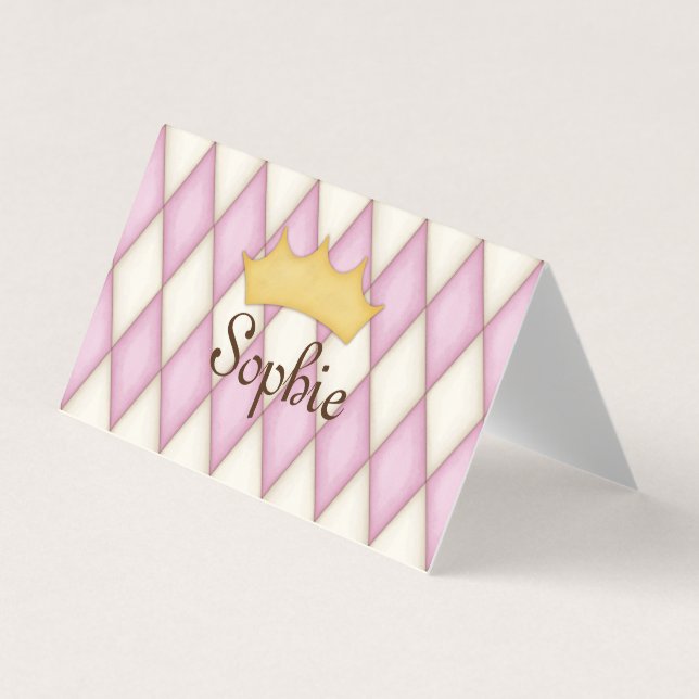 Carte De Visite Jeu de Princesse personnalisée en arlequin rose (Devant)