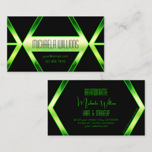 Carte De Visite Jeu de yeux noir géométrique avec vert chatoyant
